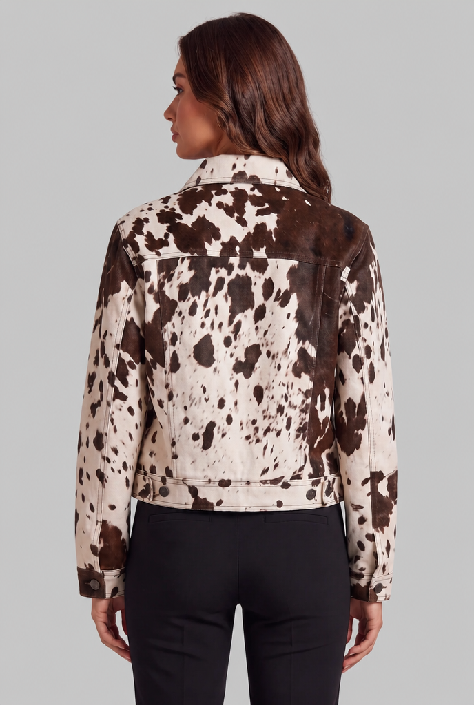 Tessa | Cow Print Denim Jacket