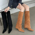 Ila | Elegant Suede Knee High Boots with Heel