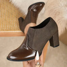 Thea | Pointed Toe Block Heel Ankle Boots with Elastic Side Panels