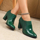 Thea | Pointed Toe Block Heel Ankle Boots with Elastic Side Panels