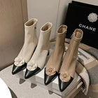 Kamryn | Floral Detail Pointed Toe Ankle Boots