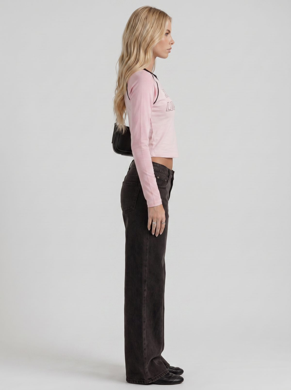 Amelie | Bow Detail Wide Leg Jeans Black
