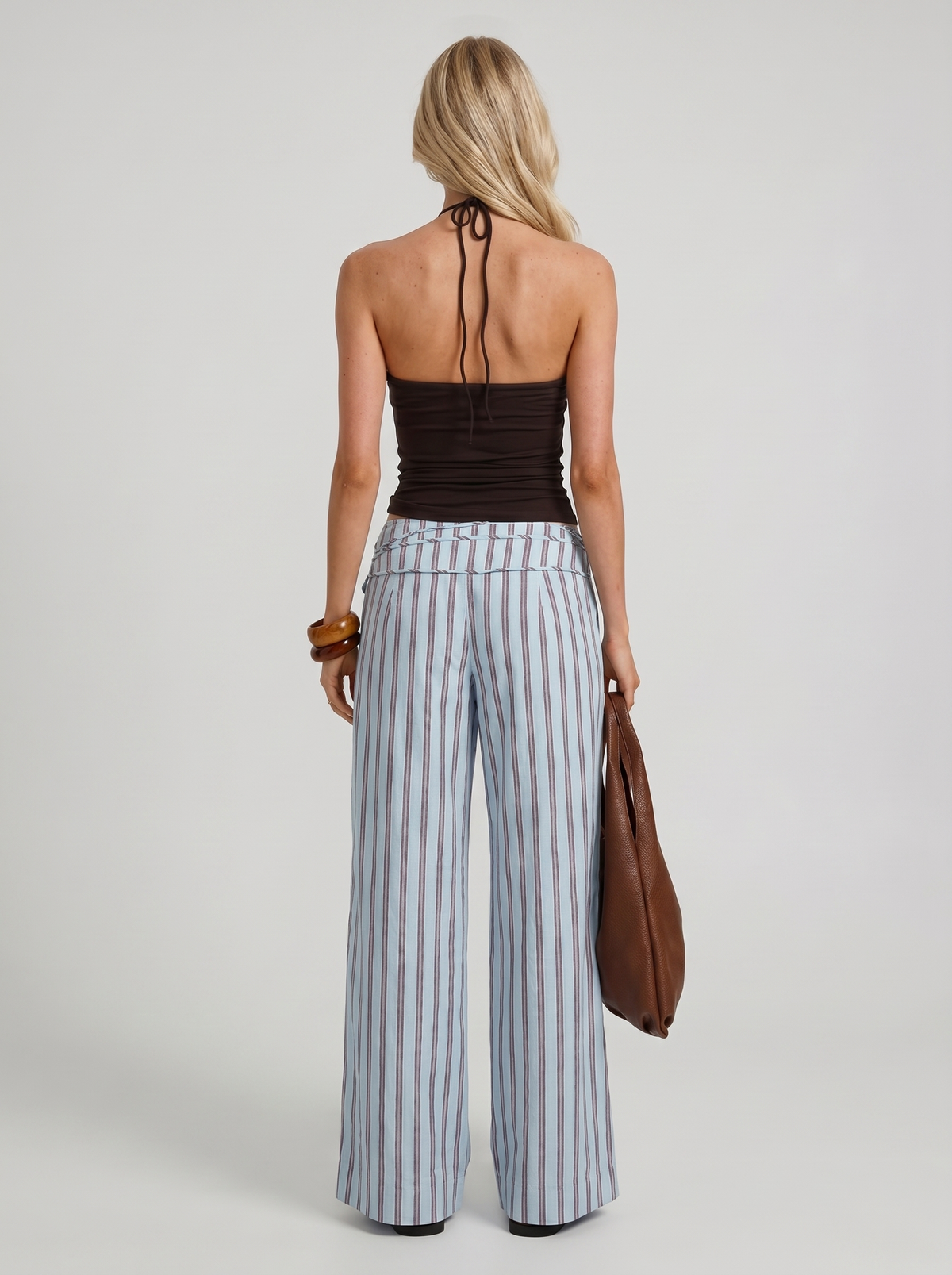 Brielle | Striped Tie Waist Wide Leg Linen Pants