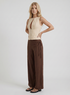 Brielle | High Waist Tie Waist Linen Pants Brown