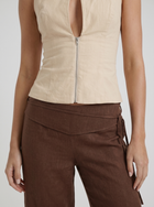 Brielle | High Waist Tie Waist Linen Pants Brown