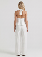 Brielle | High Waist Tie Waist Linen Pants White