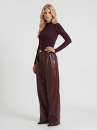 Gianna | Belted Wide Leg Faux Leather Pants Plum