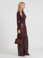 Gianna | Belted Wide Leg Faux Leather Pants Plum