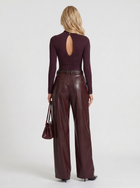 Gianna | Belted Wide Leg Faux Leather Pants Plum