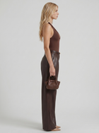 Gianna | Belted Wide Leg Faux Leather Pants Plum Brown