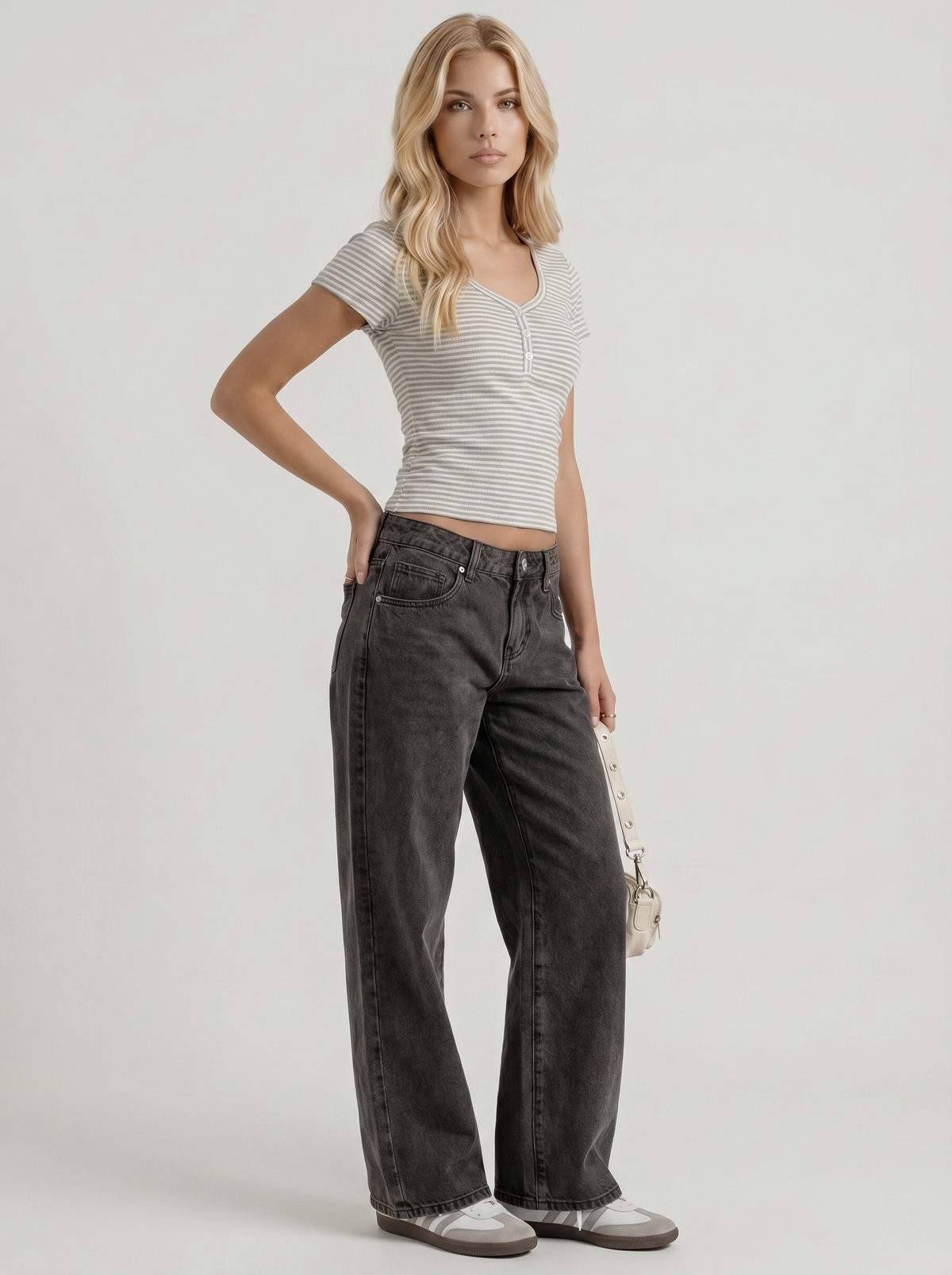 Nora | Low Rise Wide Leg Jeans Black Wash