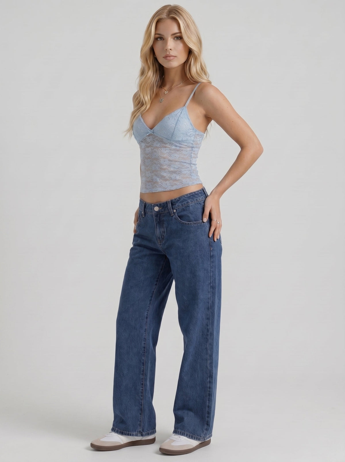Nora | Low Rise Wide Leg Jeans Blue Wash