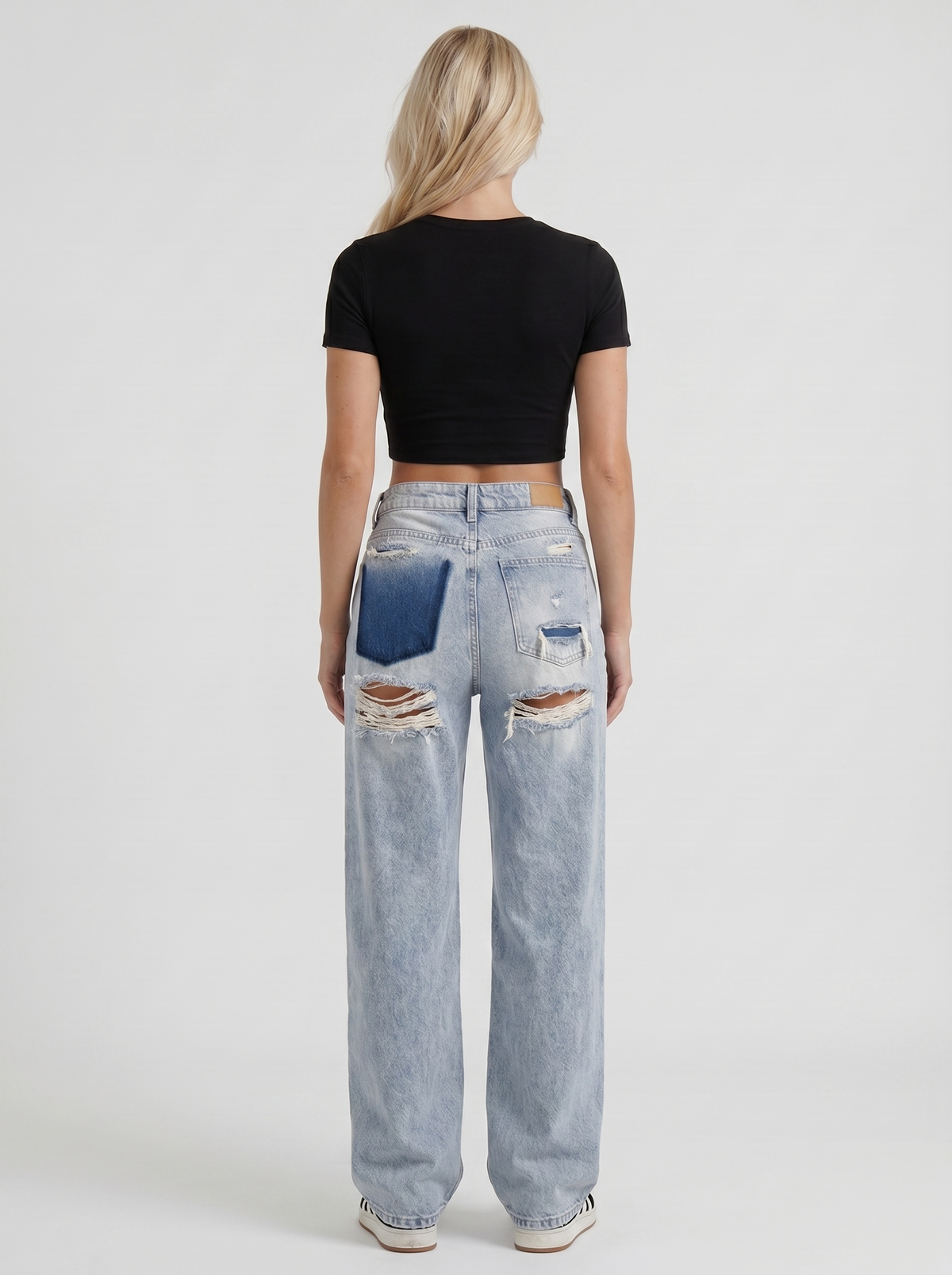 Reese | Distressed Baggy Wide Leg Jeans Light Blue