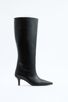 Adeline | Black Leather Knee High Boots