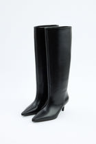 Adeline | Black Leather Knee High Boots