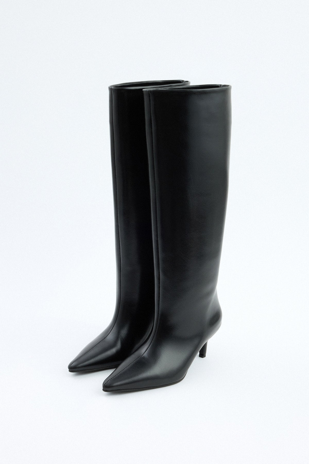 Adeline | Black Leather Knee High Boots