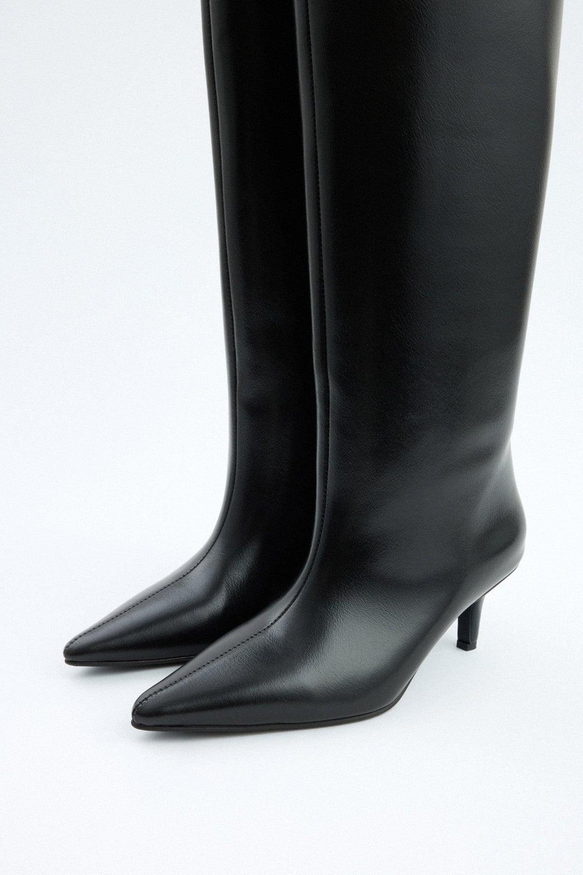 Adeline | Black Leather Knee High Boots