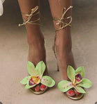 Lilibet | Floral Appliqué Strappy High Heel Sandals