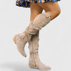 Maelle | Tall Knee High Boots with Block Heel and Side Zip