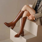 Lyra | Glossy Knee High Boots with Pointed Toe