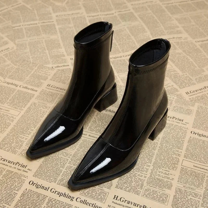 Monroe | Sleek Pointed Toe Ankle Boots with Kitten Heel