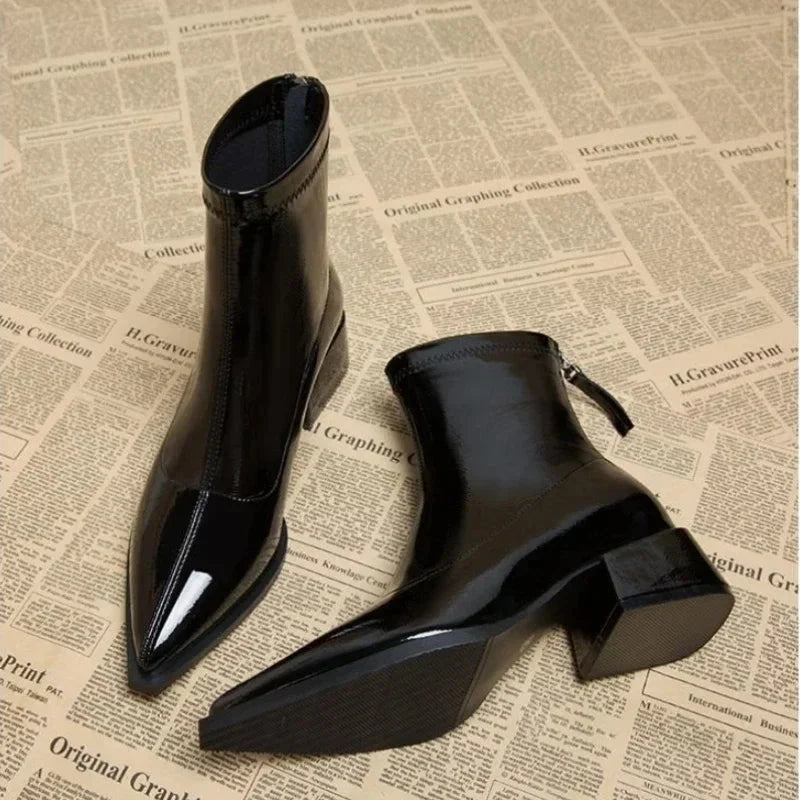 Monroe | Sleek Pointed Toe Ankle Boots with Kitten Heel