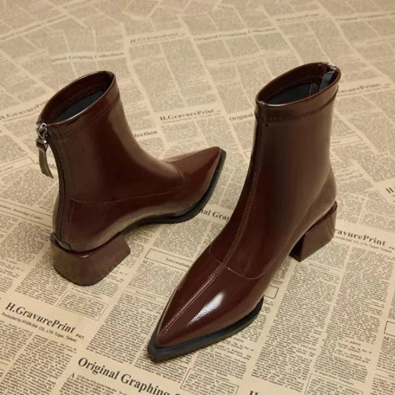 Monroe | Sleek Pointed Toe Ankle Boots with Kitten Heel