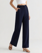Women's Wide-Leg Trousers Structured Waist Fluid Drape
