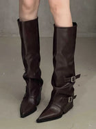 Sloane | Pointed Toe Biker Boots with Buckle and Block Heel
