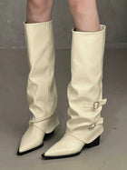 Sloane | Pointed Toe Biker Boots with Buckle and Block Heel