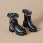 Noelle | Fur Trim Winter Ankle Boots with Buckle and Side Zip