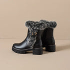 Noelle | Fur Trim Winter Ankle Boots with Buckle and Side Zip