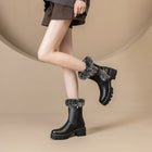 Noelle | Fur Trim Winter Ankle Boots with Buckle and Side Zip