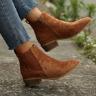 Aveline | Suede Ankle Chelsea Boots with Side Zip and Block Heel