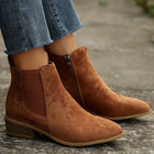 Aveline | Suede Ankle Chelsea Boots with Side Zip and Block Heel