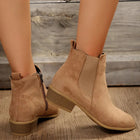 Aveline | Suede Ankle Chelsea Boots with Side Zip and Block Heel