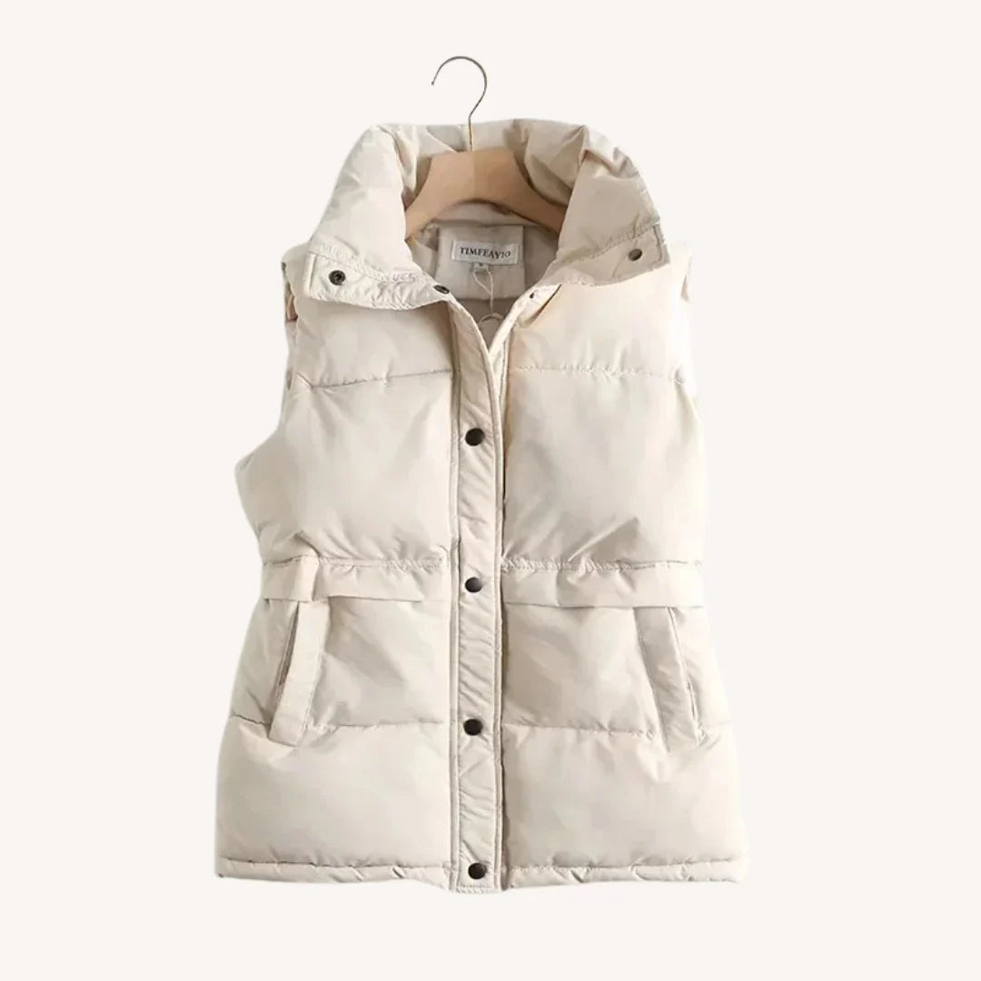 Nola | Quilted Stand Collar Sweater Vest