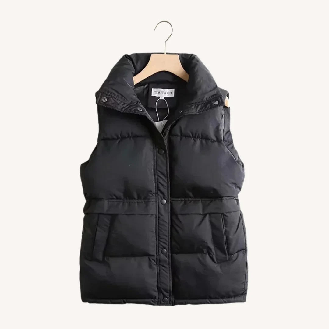 Nola | Quilted Stand Collar Sweater Vest