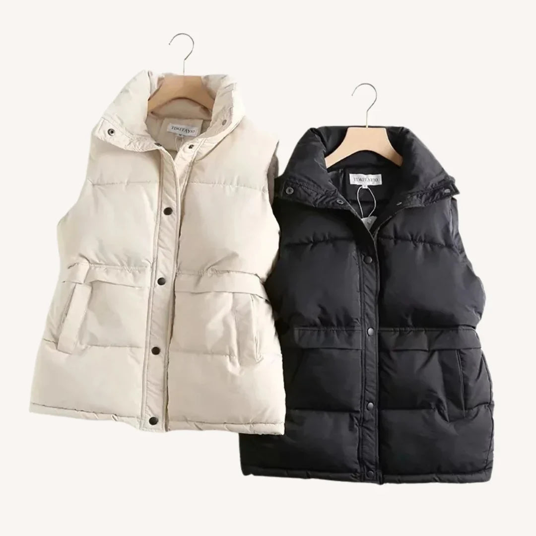 Nola | Quilted Stand Collar Sweater Vest